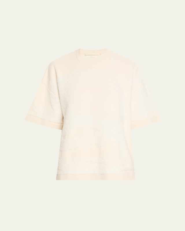 Crewneck Looped Fringe Jacquard T-Shirt